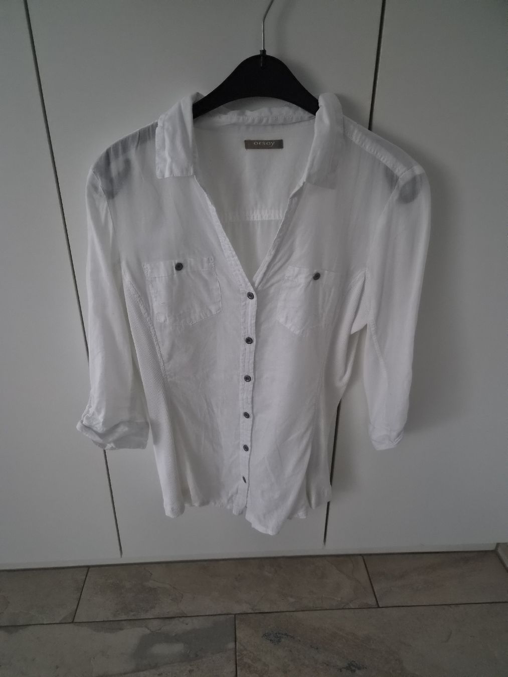 Orsay Camicette: Orsay Bluse weiss Grösse 40, 3/4-Ärmel – Usato da Niederrohrdorf venduto da Miripfiri