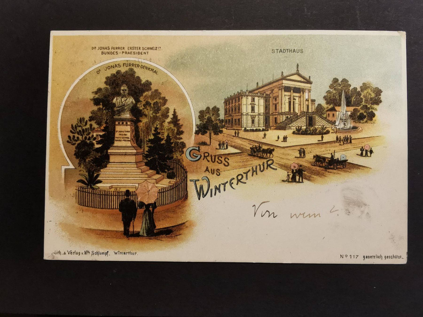 Cartoline postali: Litho   1898  Winterthur  Top Stück  Ansichtskarte – Usato da Rheineck venduto da kat_7gld