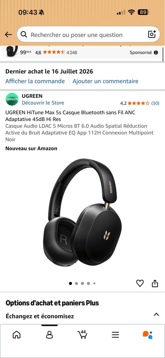 Ugreen Cuffie: Casque Bluetooth UGREEN HiTune Max 5s Noir Neuf – Nuovo e nell'imballaggio originale da Lausanne venduto da gio_qwg7 1