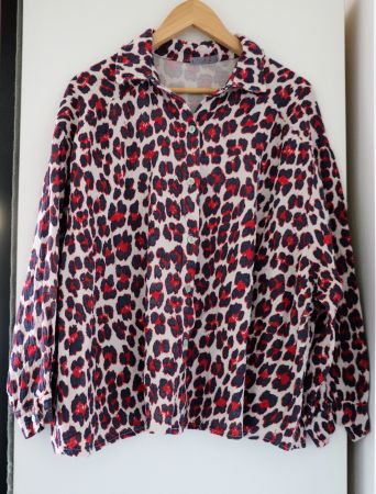 Musselin-Leo-Bluse, rot-blau, Onesize (neu & ungetragen)