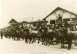 Luzern  LU  -  Der erste Bahnhof / Pferdekutschen  um 1890