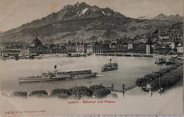 LUZERN  - Bahnhof - Dampfschiff & Pilatus
