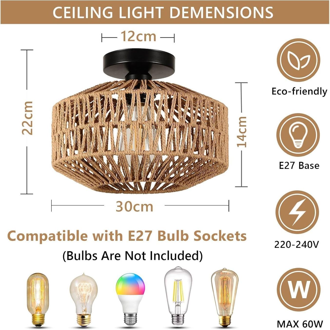 Lampadari & plafoniere: Deckenleuchte aus Ratta – Nuovo e nell'imballaggio originale da Gränichen venduto da omniadeals 6