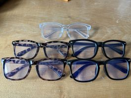 6er Set Accessoire-Brillen (ohne Korrektur)