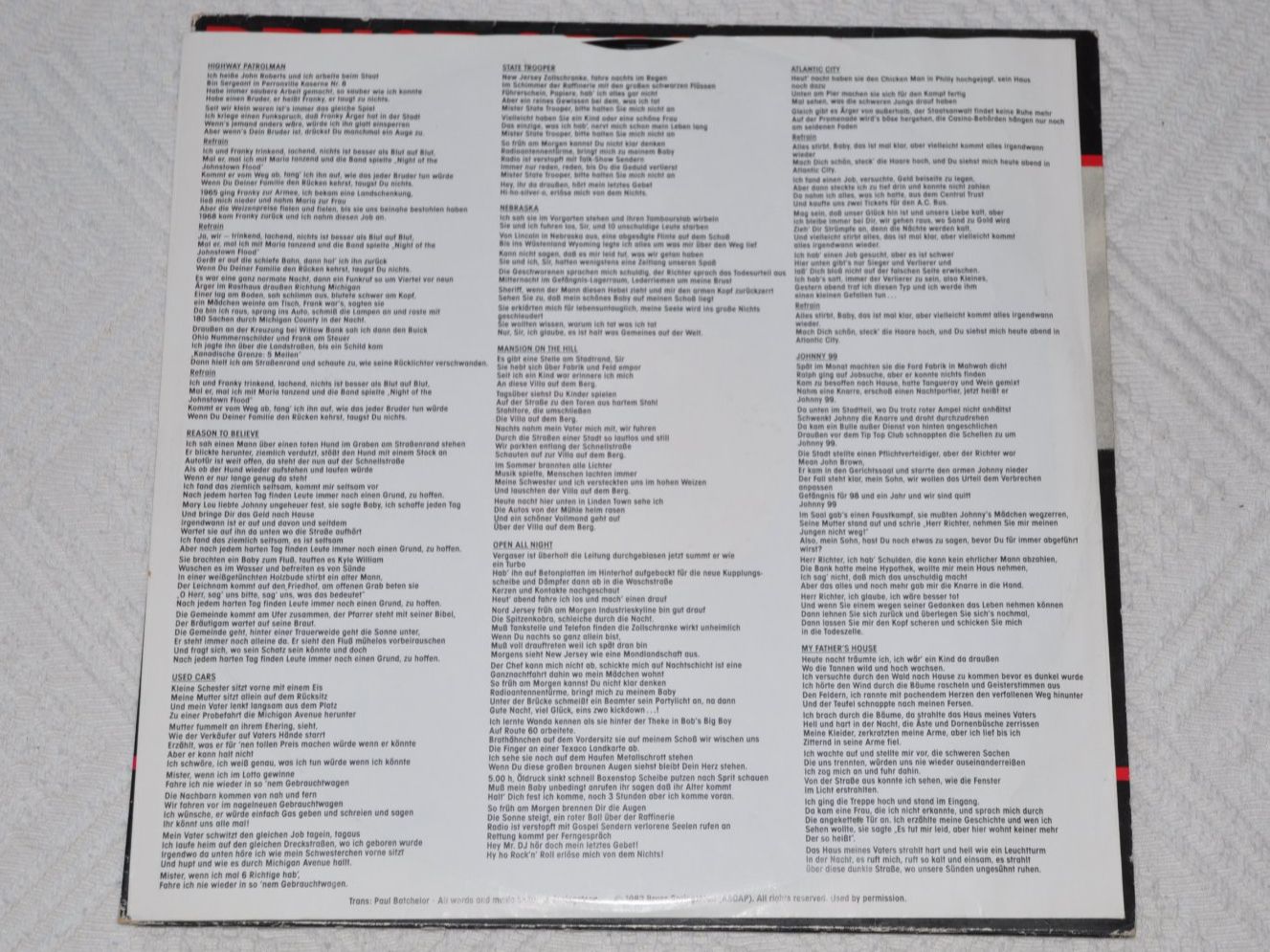 Schallplatten: LP Bruce Springsteen - Nebraska – Gebraucht aus Boll von Theodora15 4