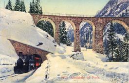 Preda   GR  -  Albula - Dampfeisenbahn b. PREDA  um  1 9 1 0