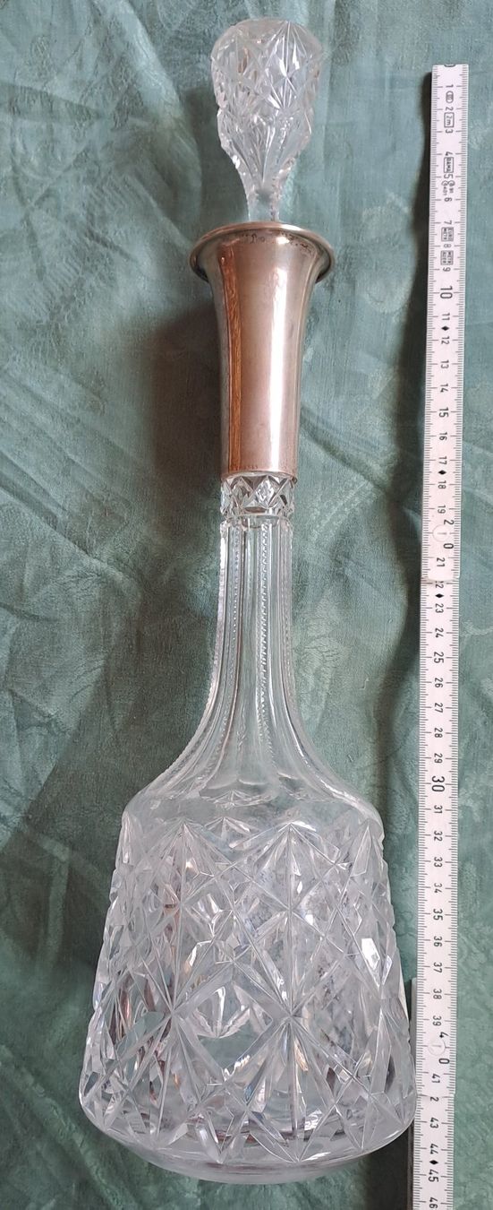 Caraffe: Grosse Kristallkaraffe mit Silbermontur – Usato da Trogen venduto da Limboo 6