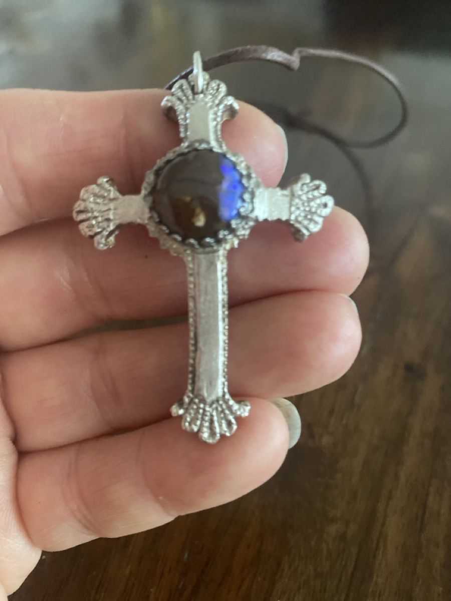 Anhänger: Silber Kreuz mit Opal, handgemacht – Neu (gemäss Beschreibung) aus Watt von Willis4 2