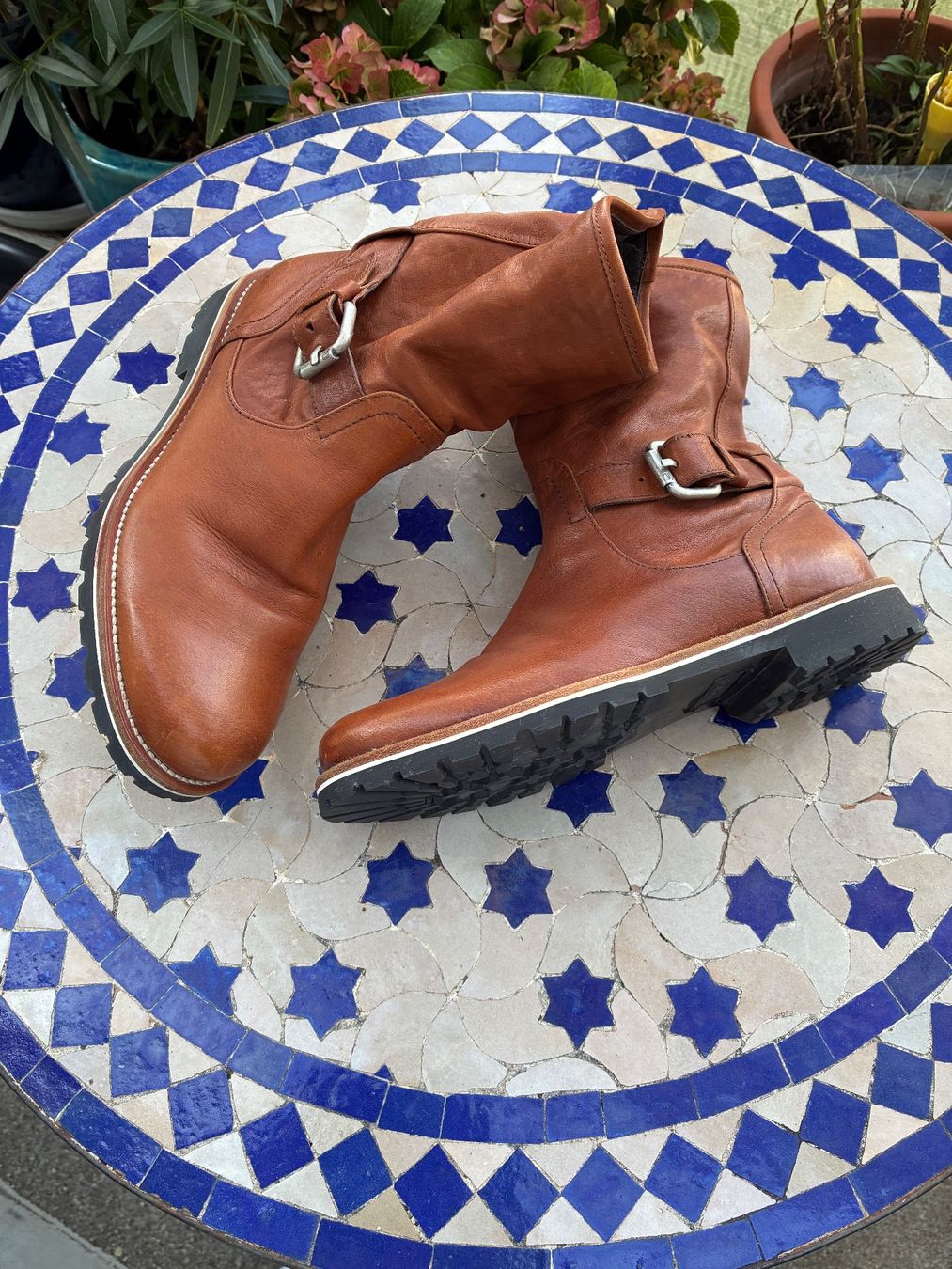 Navyboot Scarpe da uomo: Navyboot-Stiefel aus Leder, braun – Nuovo (secondo la descrizione) da Zürich venduto da thetschi 1