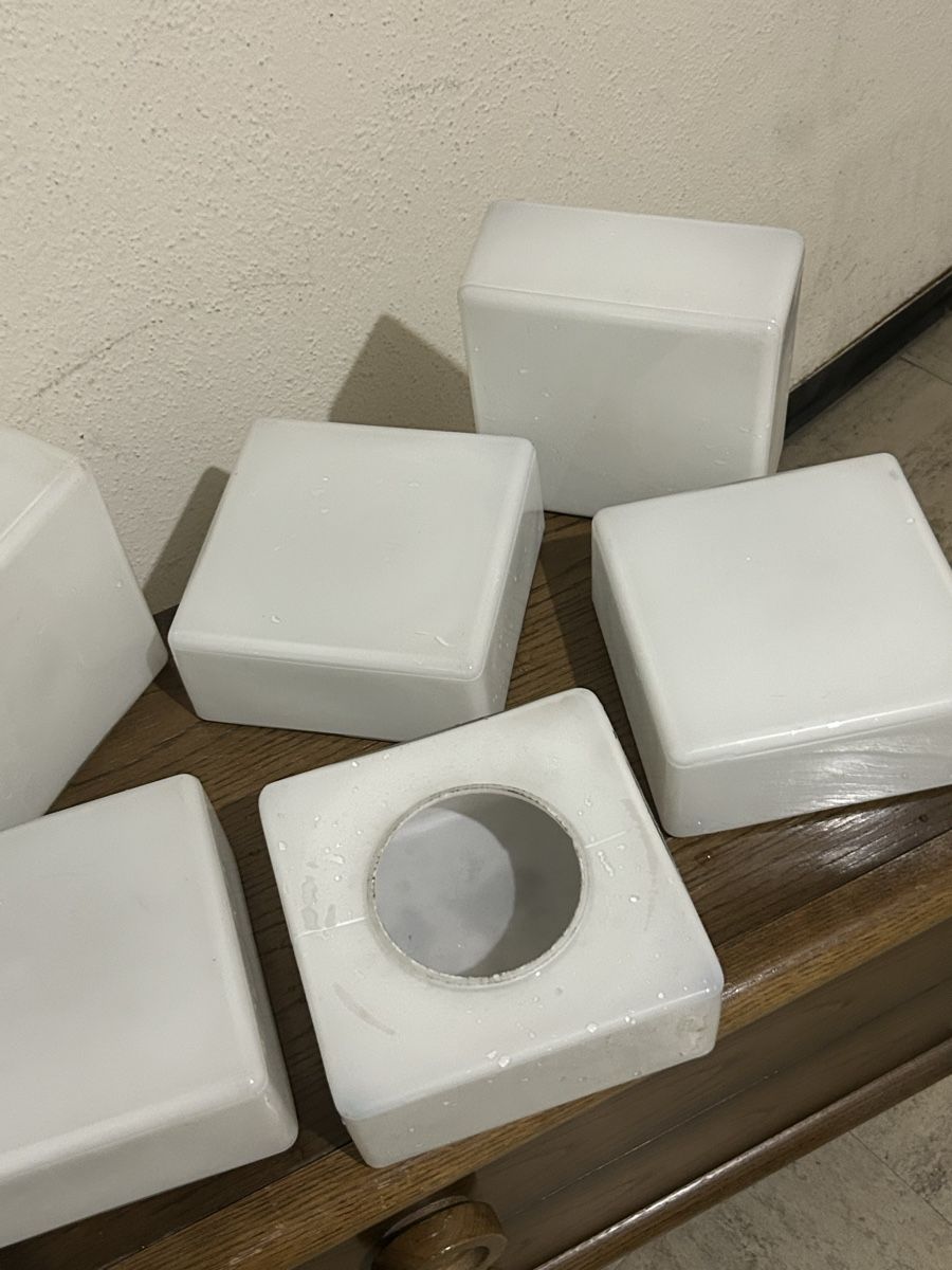 Lampes: Lots de 6 abat-jour cubes blanc opale – D'occasion à Thierrens par Bigla 1