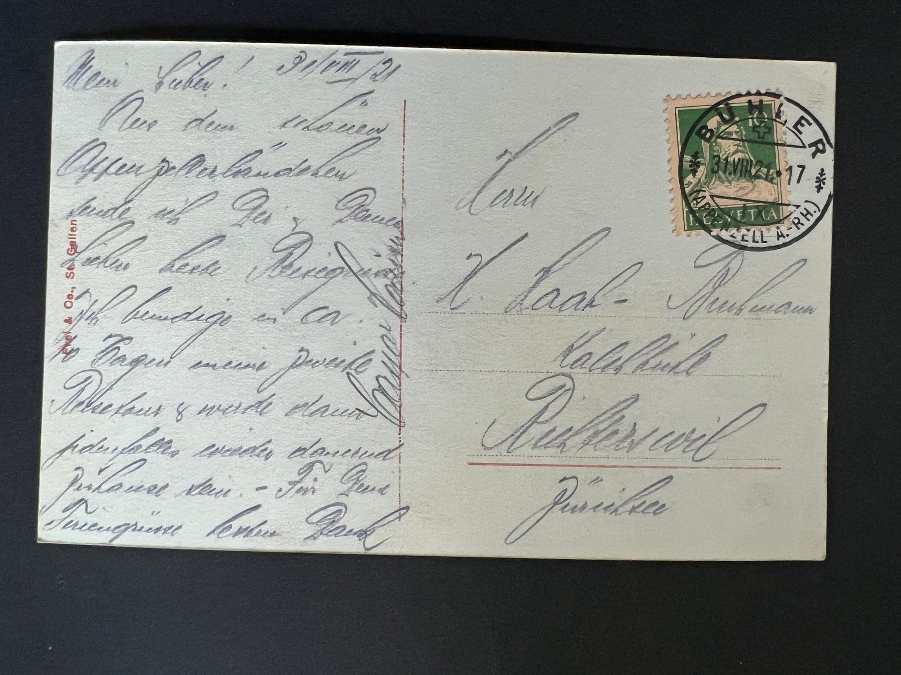 Cartoline postali: AK Bühler 1921  (V640) – Usato da Hinwil venduto da Sidi4 1