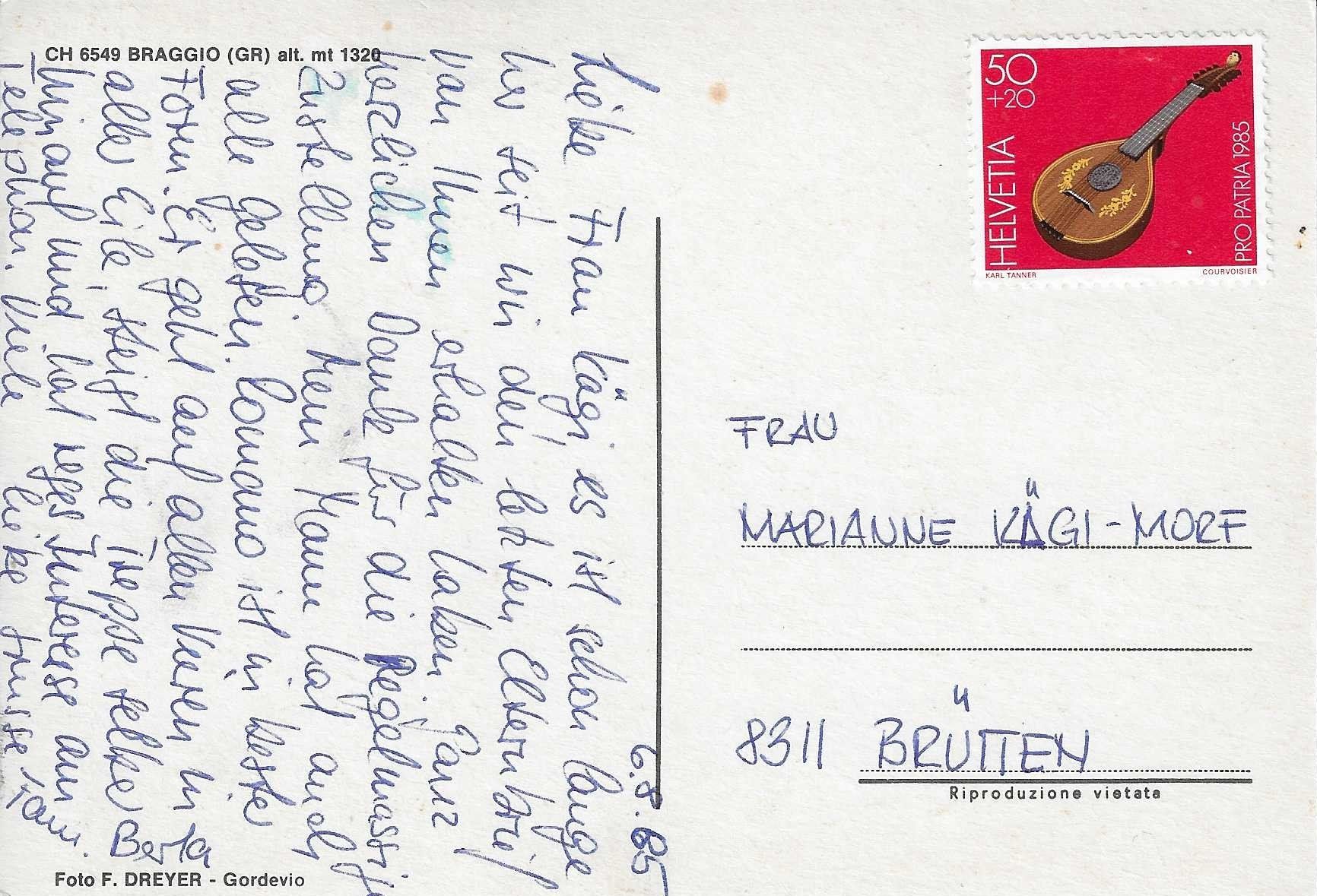 Cartes postales: Braggio GR – D'occasion à Rothrist par Stranglehold 1