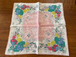 Damen Taschentuch mit Blumen und Bienen Muster hellrosa