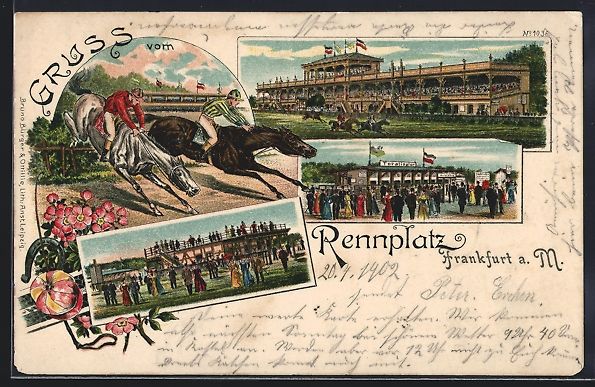 Cartoline postali: Litho Motive von der Pferderennbahn, Tot – Usato da Berlin venduto da bartko-reher