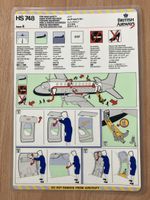 British airways HS 748 Safety card 1980,s