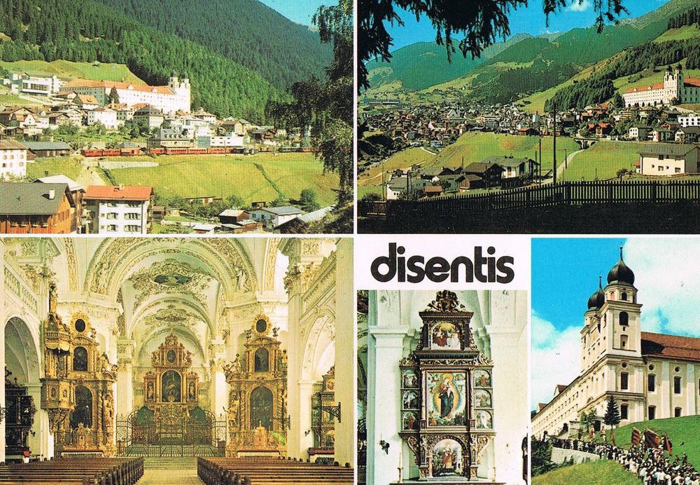 Disentis/Mustér, 5BildAK, Dorfansicht, Kloster, Kirche Kaufen auf