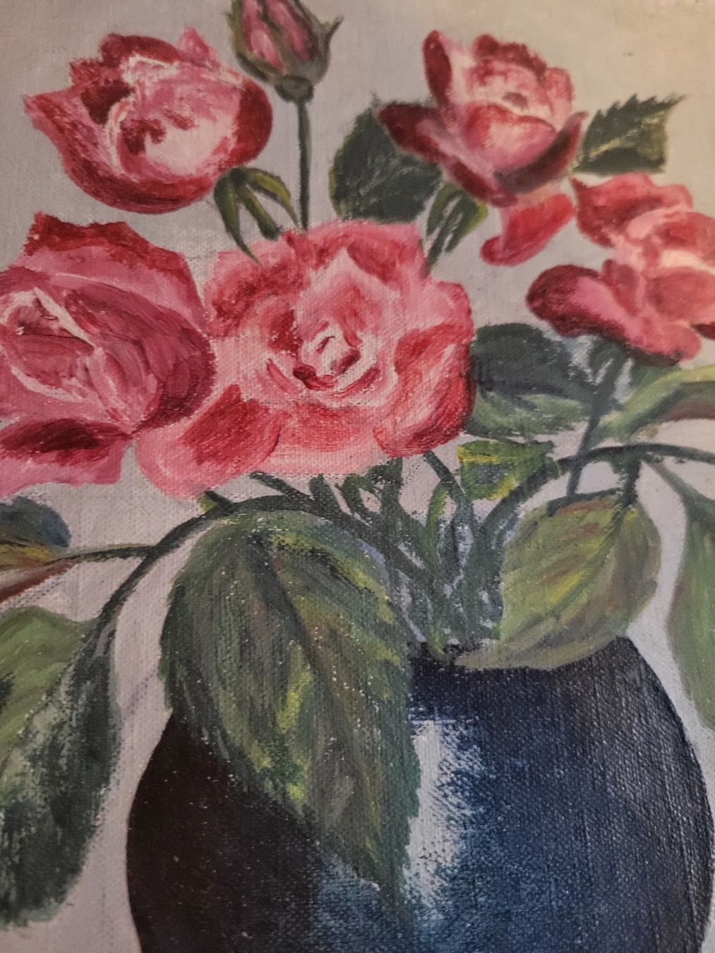 Dipinti: Tableau  'Roses' ,  huile sur toile – Usato da Bernex venduto da Dariafr 3