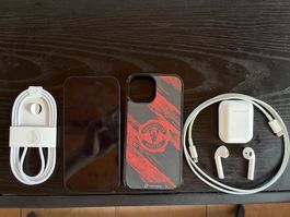 iPhone 15 128 Go avec coque et écouteurs