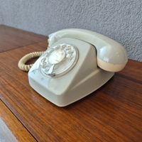 Vintage Telefon Wählscheibentelefon 1970er Phone grau