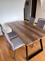 Esstisch aus Holz mit 4 Stühlen, ausziehbar, 160x90cm
