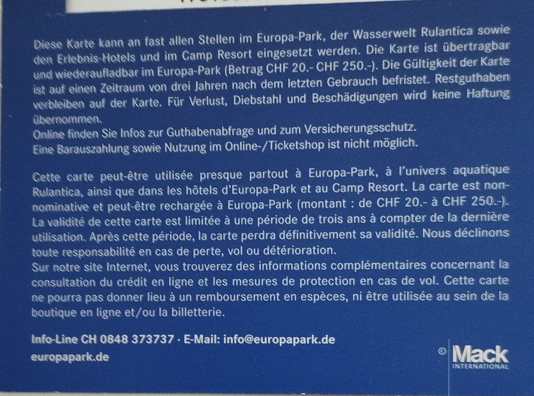 Europa Park Gutscheine: Europapark Gutscheine – Neu (gemäss Beschreibung) aus Niederurnen von  1