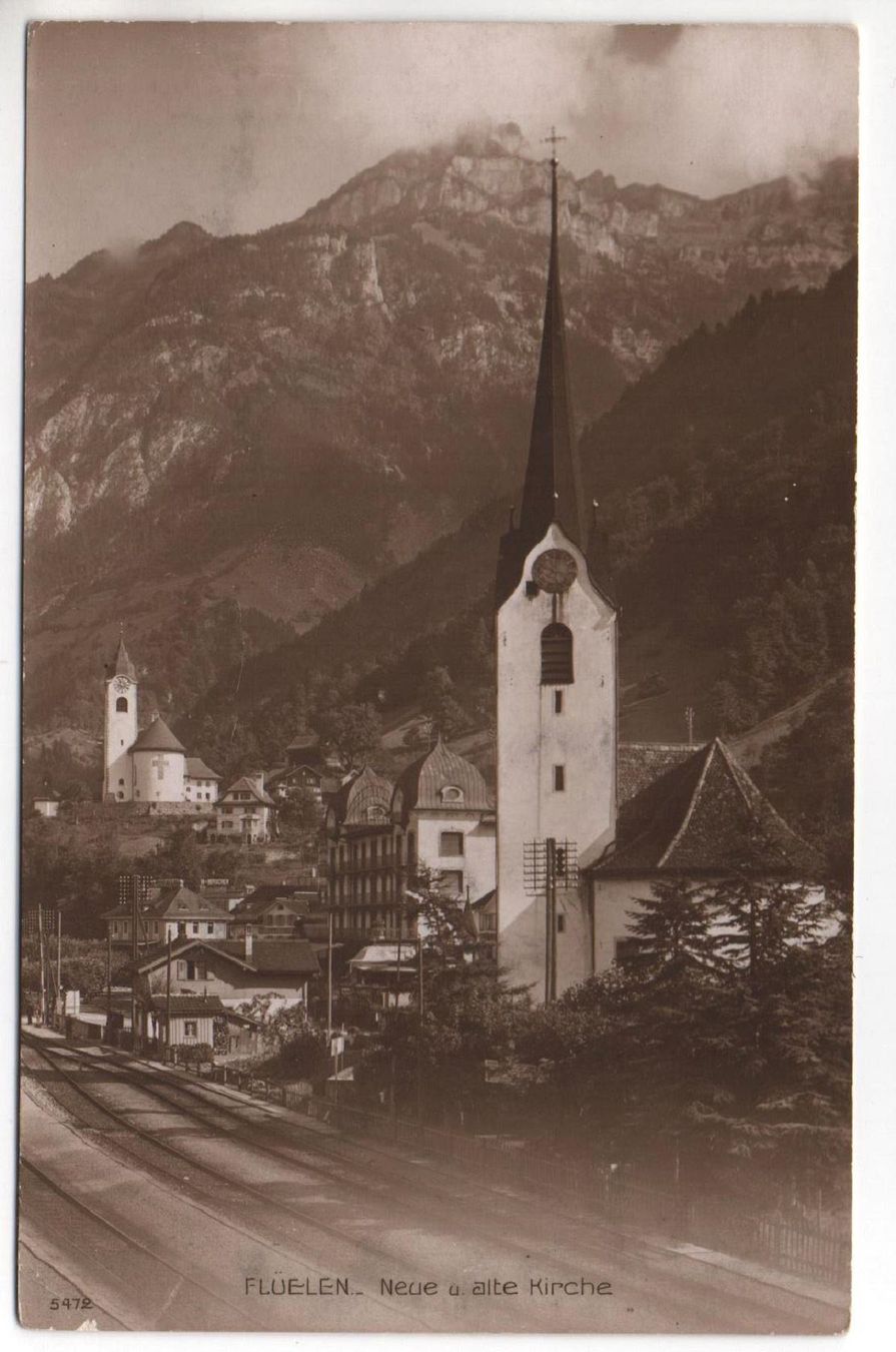 Cartoline postali: FLÜELEN Neue u. alte Kirche – Nuovo (secondo la descrizione) da Jona venduto da philajona