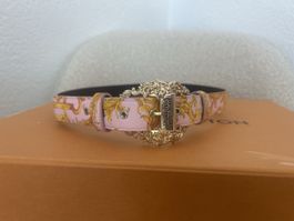 Ceinture Versace Jeans Couture rose motif doré boucle