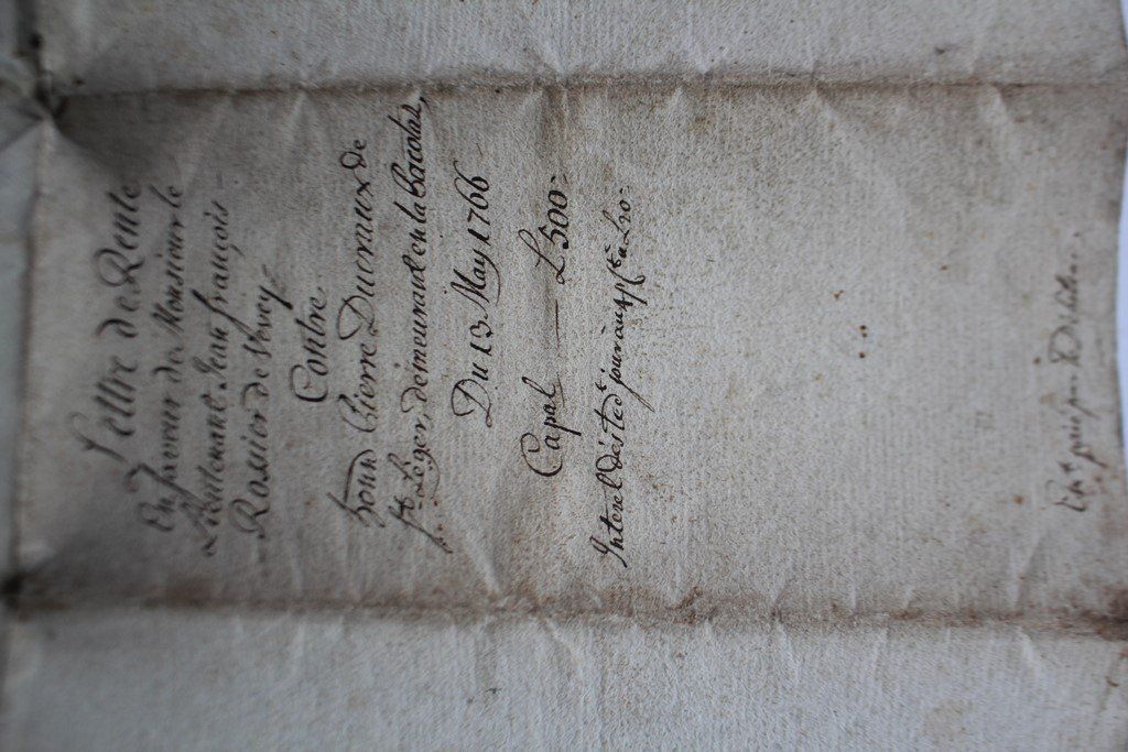 Tutti i francobolli: Lettre rente manuscrite Vaud 1766 – Usato da Vandoeuvres venduto da Dom-Tom 1