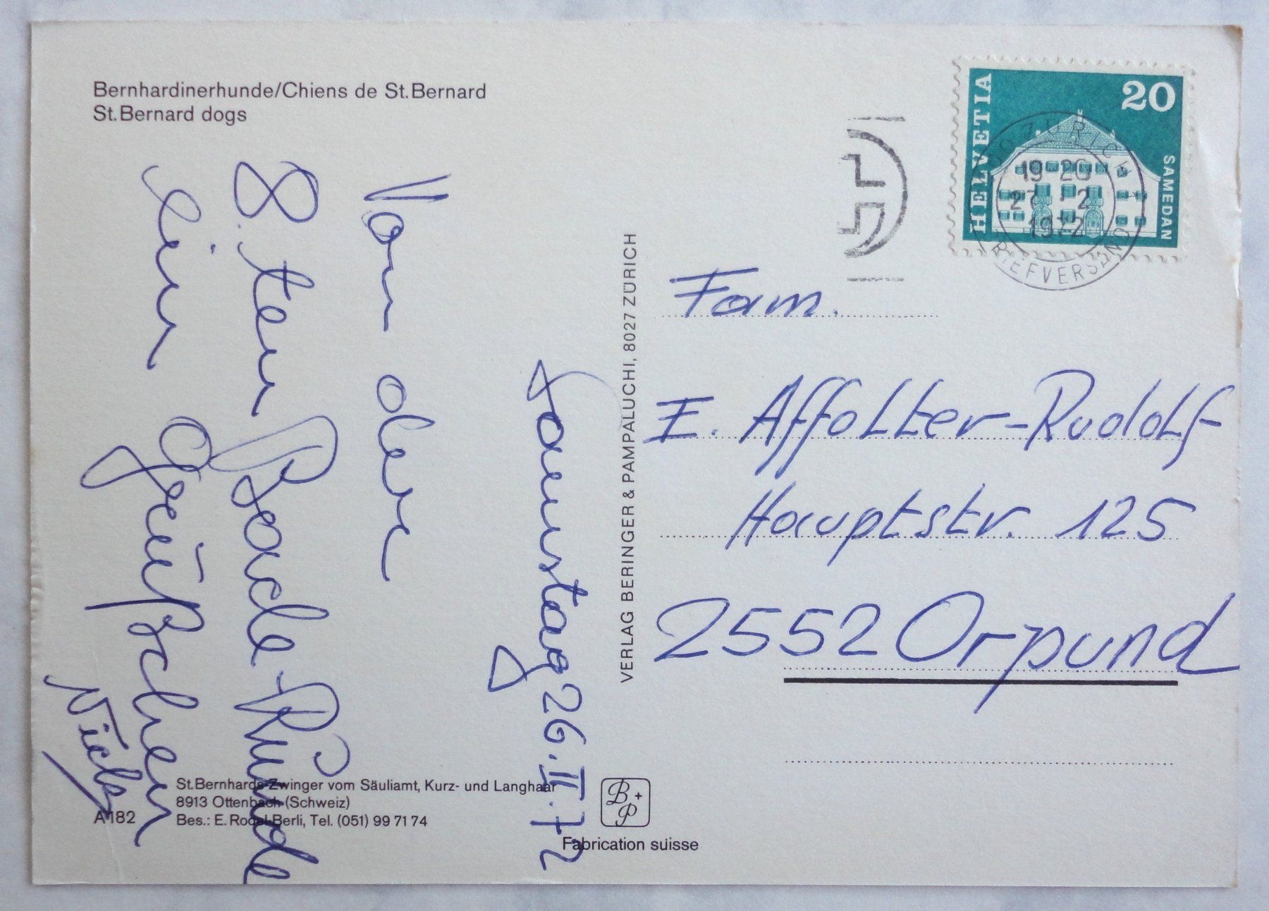 Cartoline postali: Bernardinerhunde - Chiens de St.Bernard – Difettoso da Fétigny venduto da Billy2miny 1