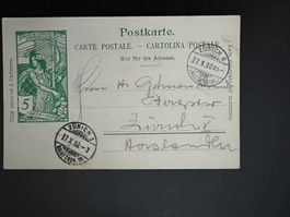 Postkarte UPU 5ct  1900 Zürich  (V838)