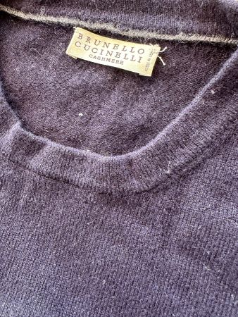 Brunello Cucinelli Cashmere Pullover, dunkelblau, L, 38/40
