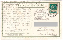 Cachets de Mauborget & Donneloye VD-Jura Nord 1928 sur PJ CP