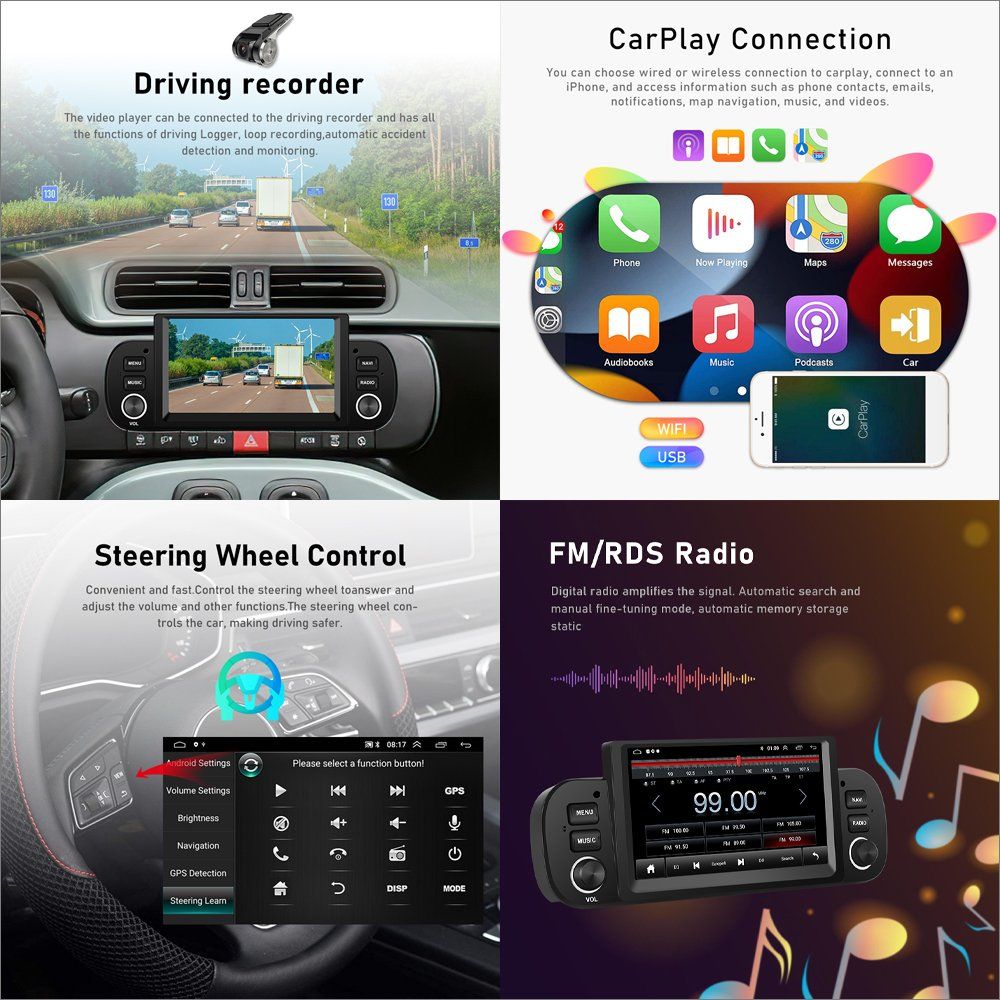 Navigatori: Fiat Panda Autoradio Carplay Bluetooth Android 6.2 Zoll – Nuovo e nell'imballaggio originale da Chiasso venduto da online.shop 5