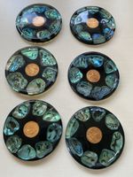 Untersetzer 6 Stk. Kunststoff, Münze und Muscheln eingegosse