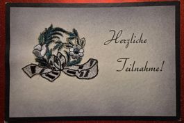 Seltene Kondolenzkarte mit echter Stickerei 1942