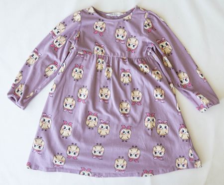 H&M süsses lila Kleid mit Eulen, Gr. 116/122