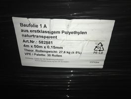 Baufolie 1A Abdeckfolie Bauplastik 4 m x 50 m x 0,15mm Folie
