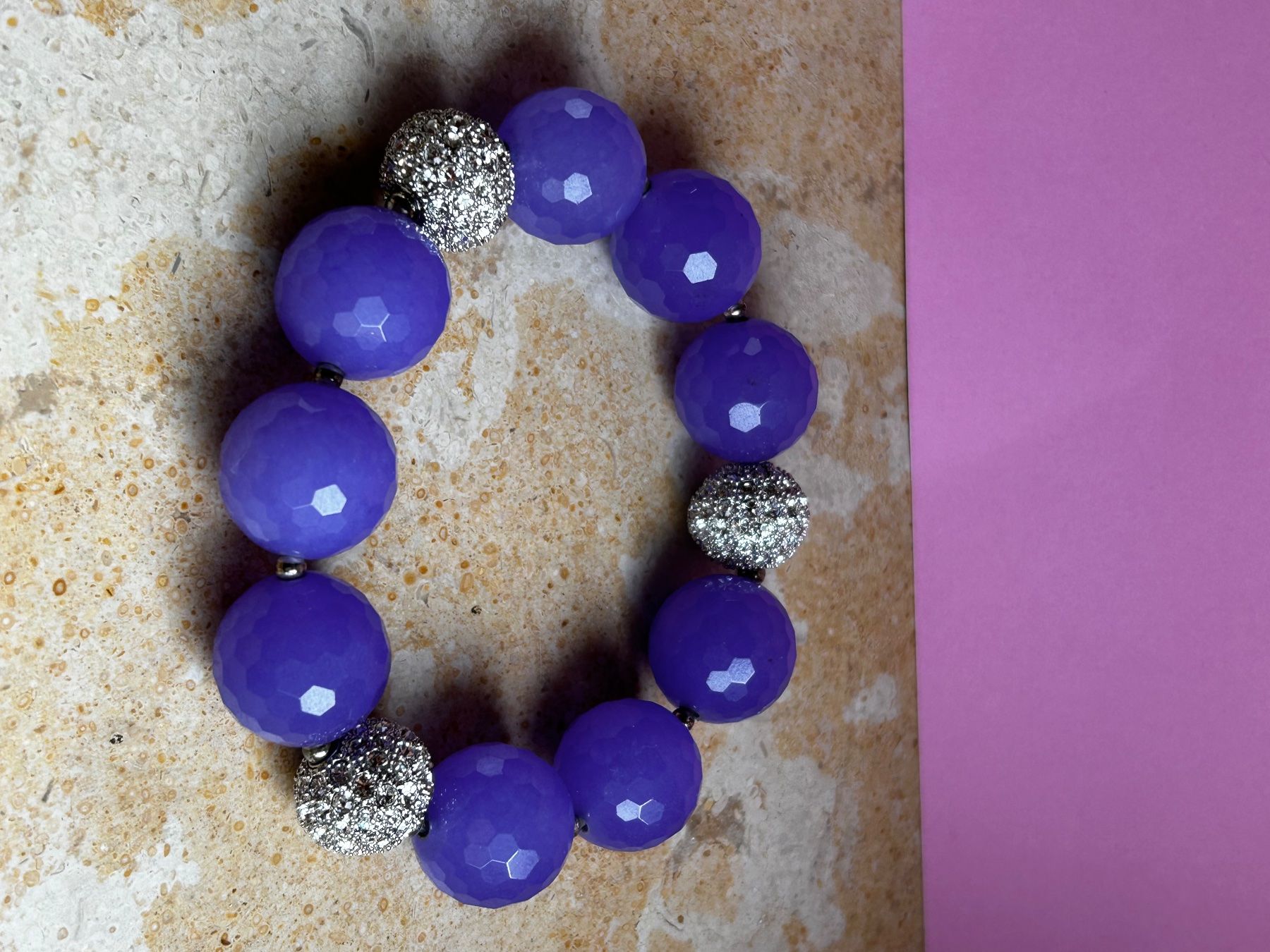 Bracciali & Braccialetti: violettes Steinarmband 20 cm lang DISCOFOX – Usato da Laufen venduto da Bellavitaboom 2