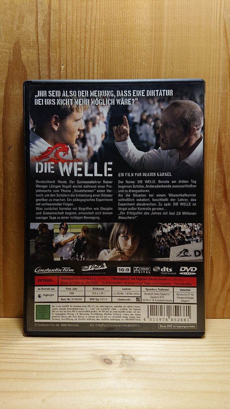 Tutti i DVDs: DIE WELLE DVD mit Jürgen Vogel – Usato da Wilderswil venduto da Exebub 1