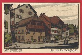 ALT-ZOFINGEN AN DER GERBERGASSE, KÜNSTLERKARTE ERNST