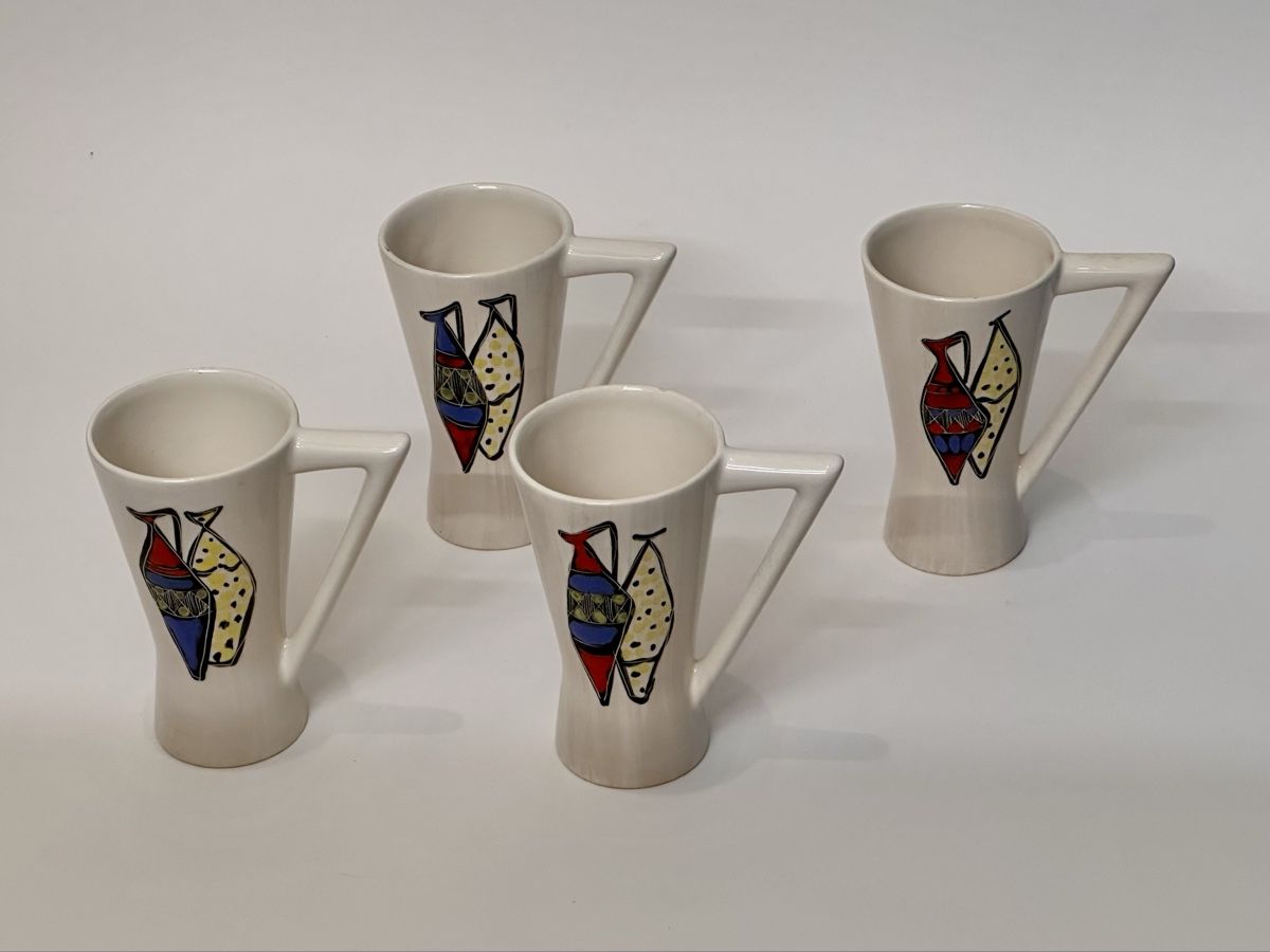 Caraffe: Mid Century Modern Keramik Karaffe mit Bechern – Usato da Lustmühle venduto da Belair1955 3