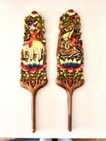 Tibetische handgeschnitzte Chemar-Stäbe (2 Stk.) Holz aus Ti