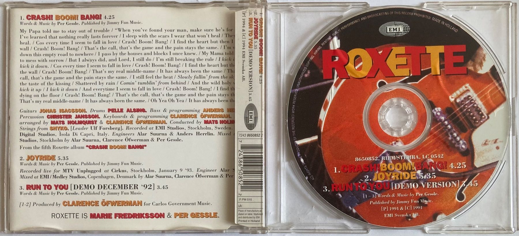 CD: ROXETTE - CRASH! BOOM! BANG! – Usato da Poliez-Pittet venduto da Newtown-Records 1