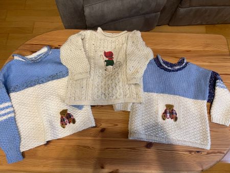 3 selbstgestrickte Pullover für ca. 1-3 jährige