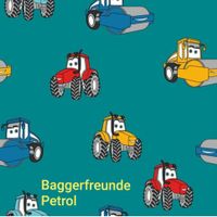 *Sale* Baumwolljersey Print Baggerfreunde Petrol