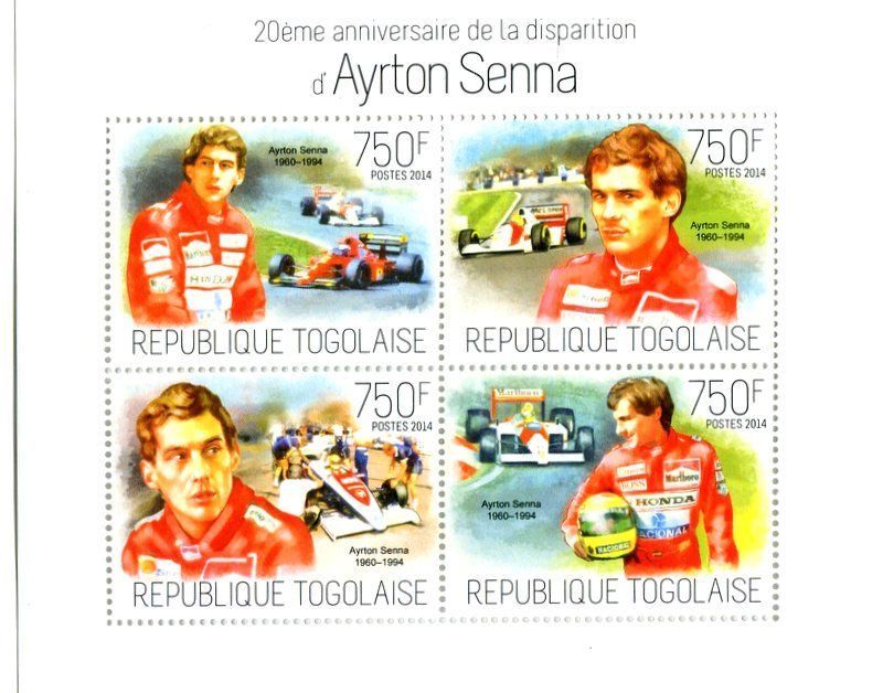 Tutti i francobolli: Block "Formel 1. Ayrton Senna". Togo – Nuovo e nell'imballaggio originale da Basel venduto da Butsch5