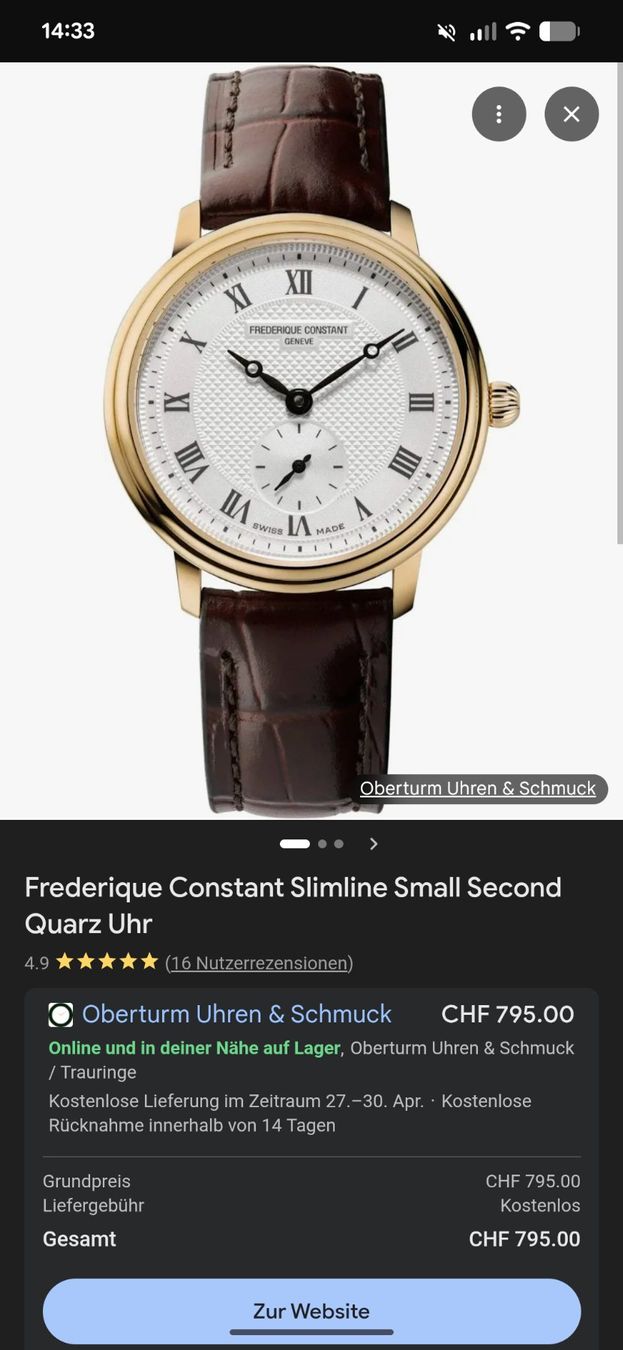 Frederique Constant Orologi: Frederique Constant Slimline Small Second Quarz Uhr full set – Usato da Zürich venduto da oschance 9