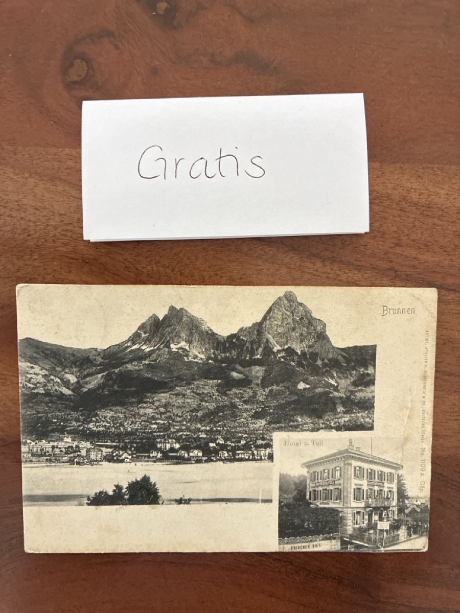 Cartoline postali: 4 Ansichtskarten Schweiz von Brunnen SZ – Usato da Oftringen venduto da Cla.vD.74 2