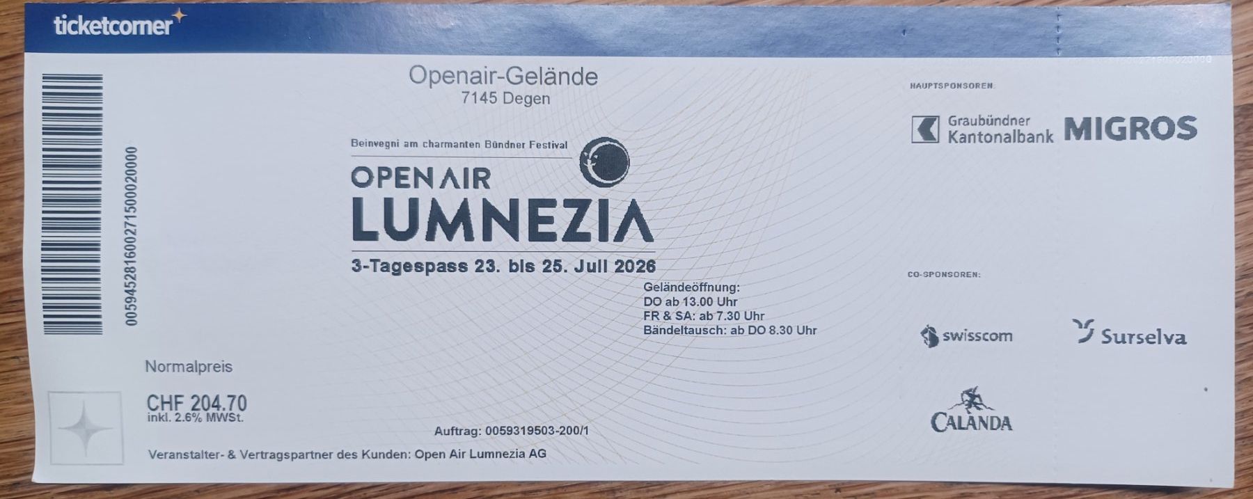 Tickets: Openair Lumnezia 3-Tagespass – Neu (gemäss Beschreibung) aus Hauenstein von Olten14