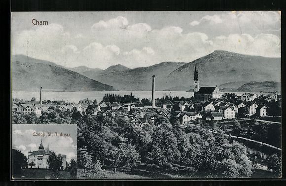 Cartoline postali: Cham, Gesamtansicht, Schloss St. Andreas – Usato da Berlin venduto da bartko-reher